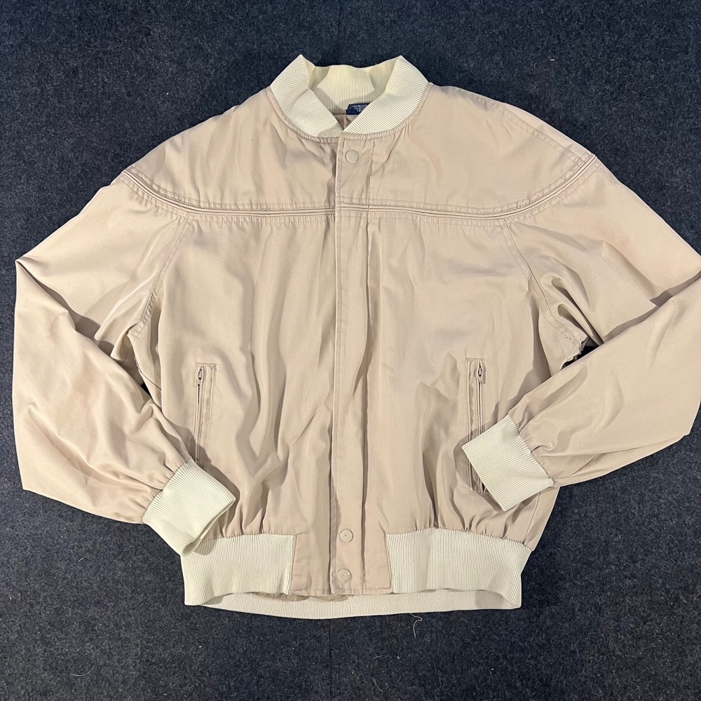 Knights Bridge Bomber Jacket Mens L Tan Vintage Harrington Windbreaker Full Zip